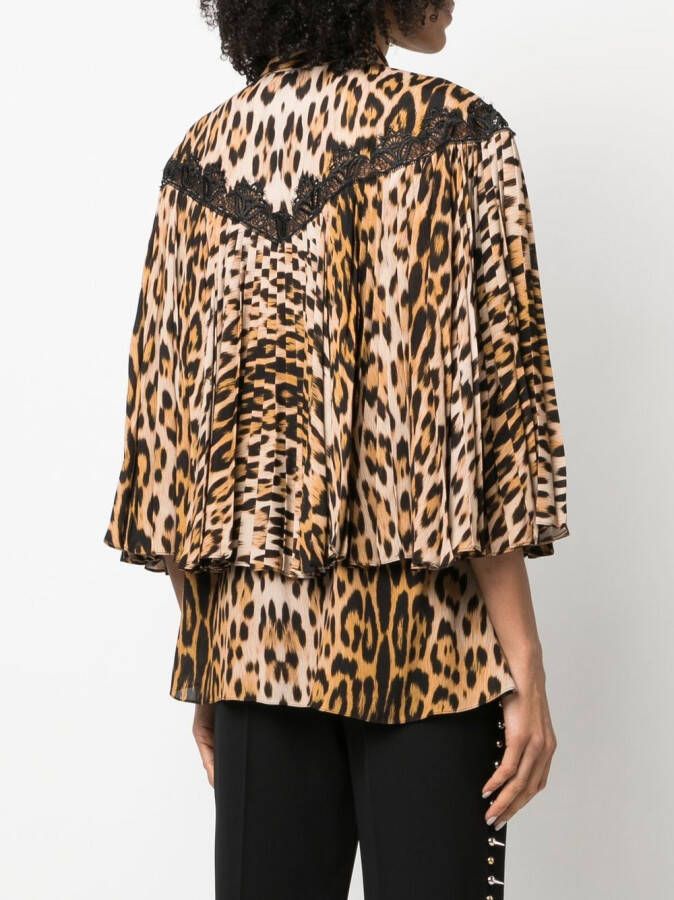 Roberto Cavalli Blouse met luipaardprint Beige