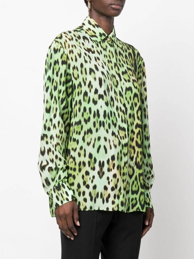 Roberto Cavalli Blouse met luipaardprint Groen