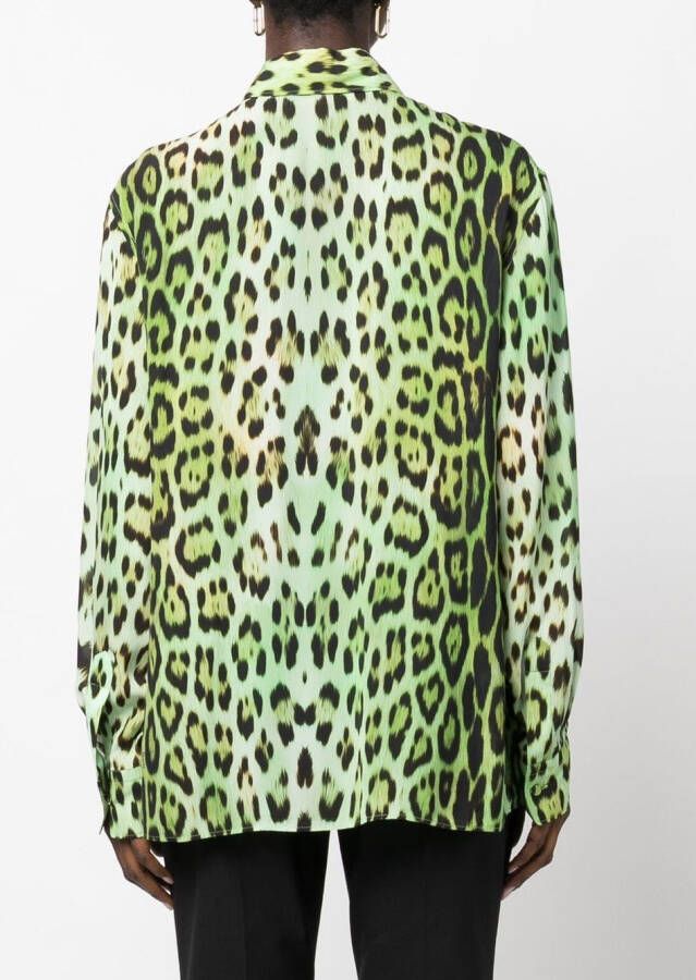 Roberto Cavalli Blouse met luipaardprint Groen