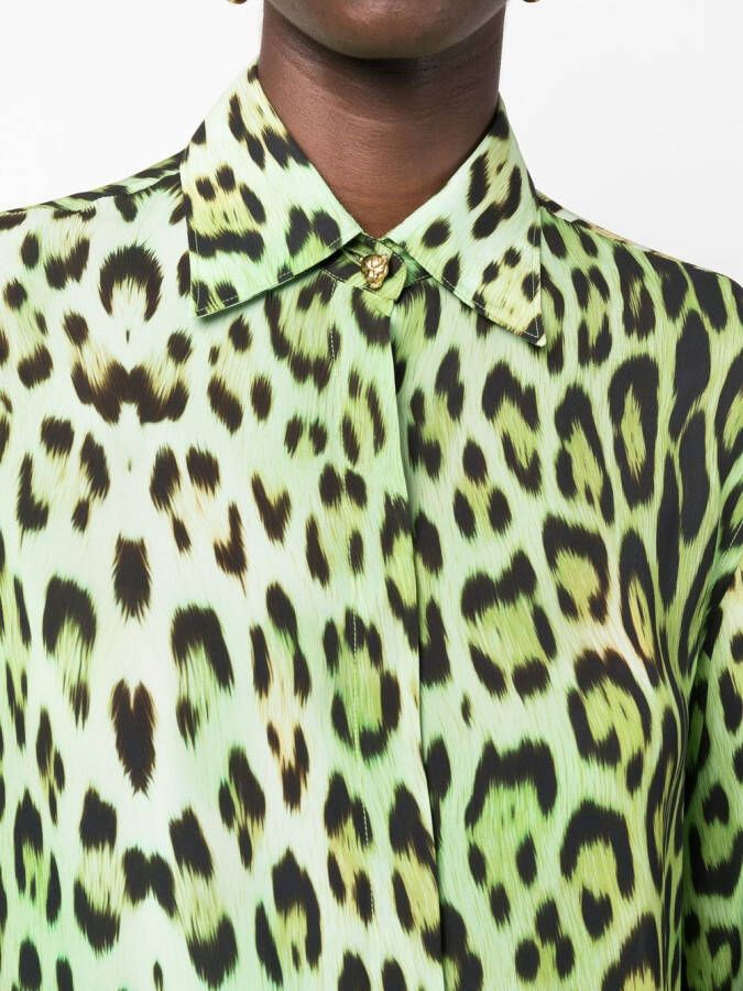 Roberto Cavalli Blouse met luipaardprint Groen