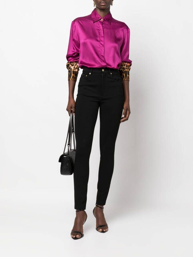 Roberto Cavalli Blouse met luipaardprint Roze