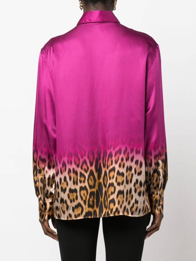 Roberto Cavalli Blouse met luipaardprint Roze
