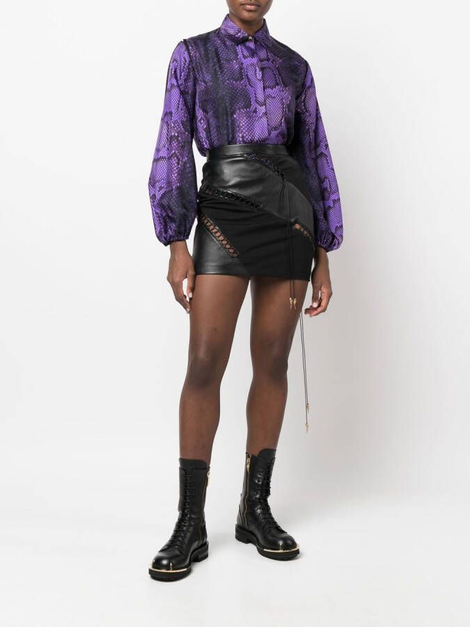 Roberto Cavalli Blouse met slangenprint Paars