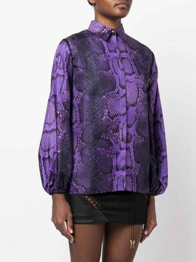 Roberto Cavalli Blouse met slangenprint Paars