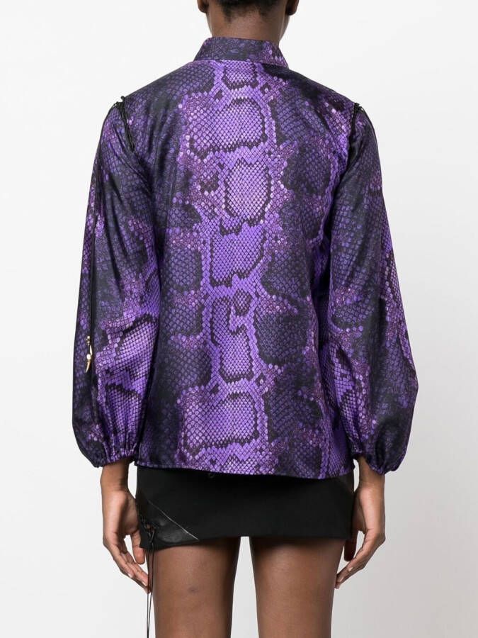 Roberto Cavalli Blouse met slangenprint Paars