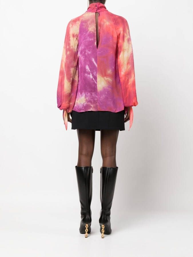 Roberto Cavalli Blouse met tie-dye print Roze