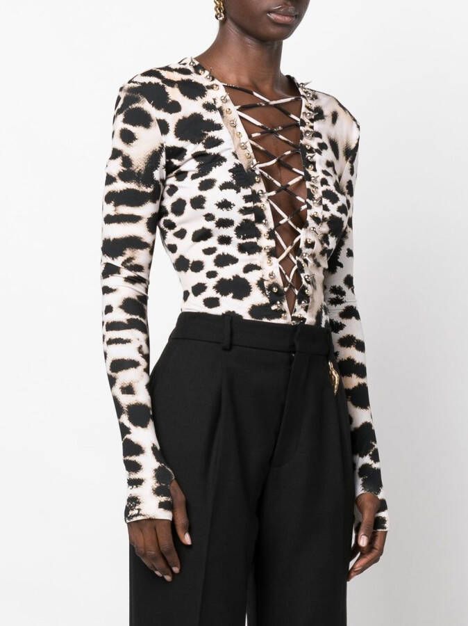 Roberto Cavalli Body met luipaardprint Zwart