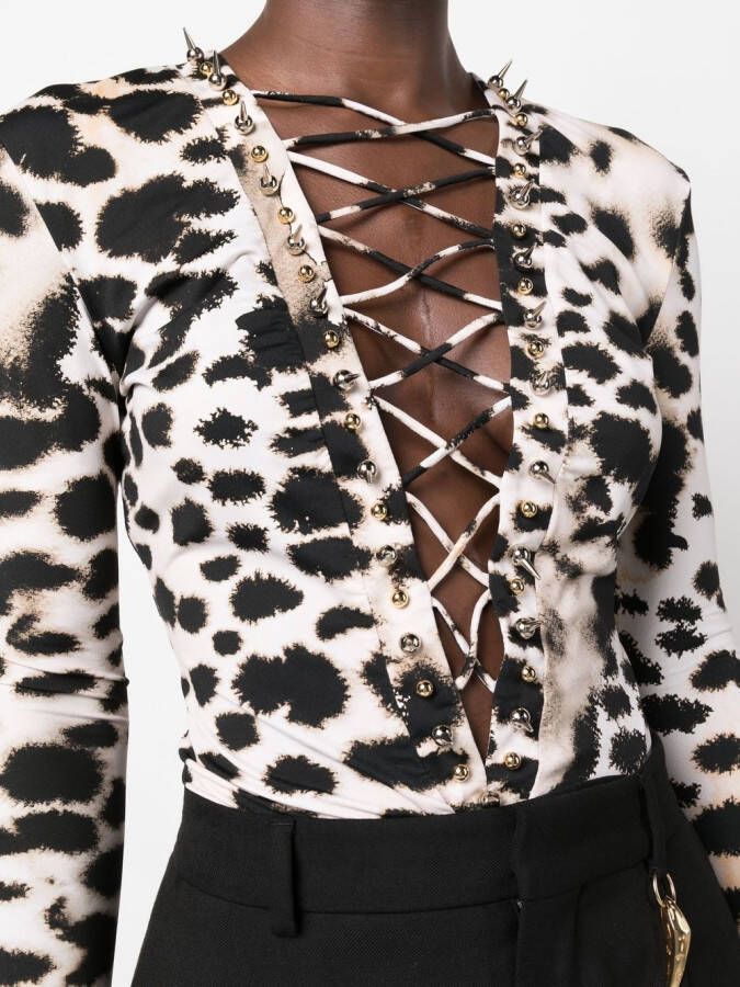 Roberto Cavalli Body met luipaardprint Zwart