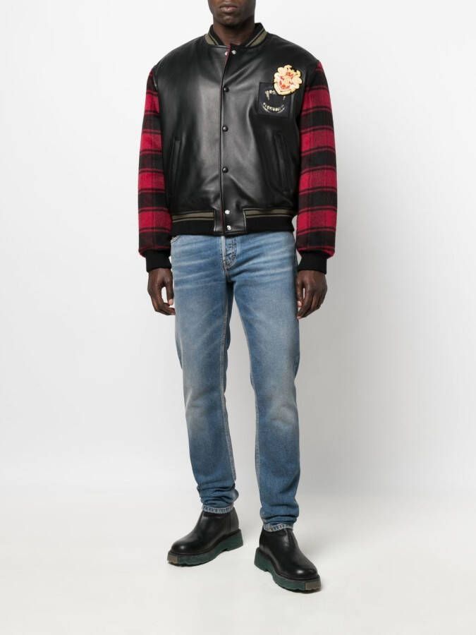 Roberto Cavalli Bomberjack met geruite mouwen Zwart