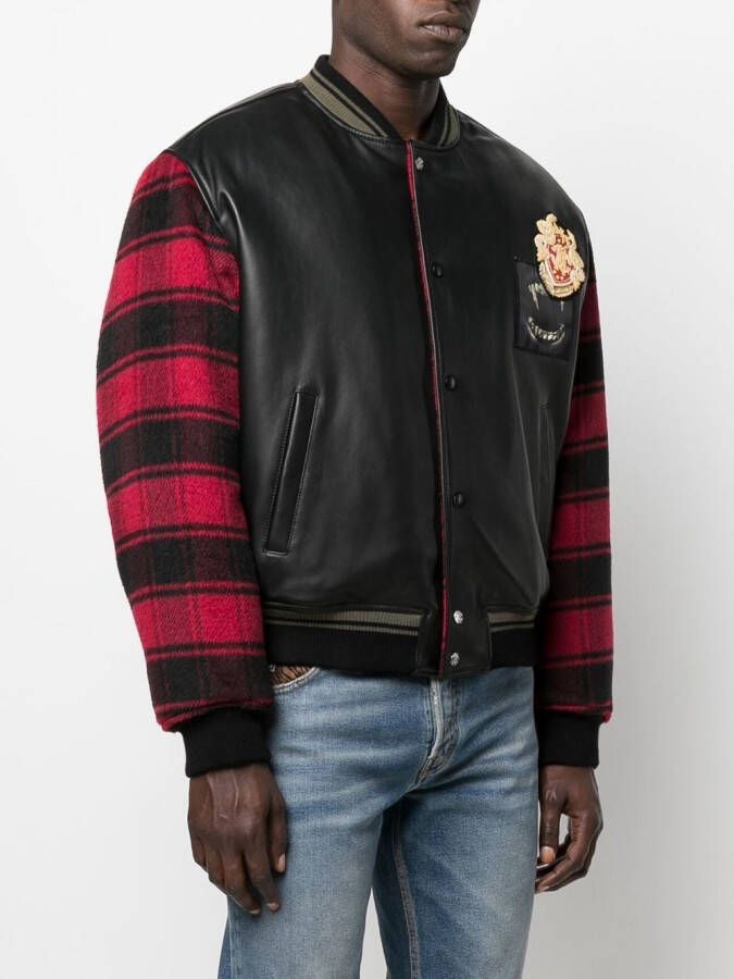 Roberto Cavalli Bomberjack met geruite mouwen Zwart