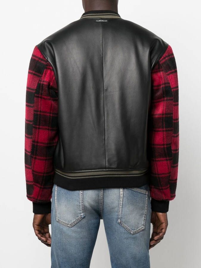 Roberto Cavalli Bomberjack met geruite mouwen Zwart
