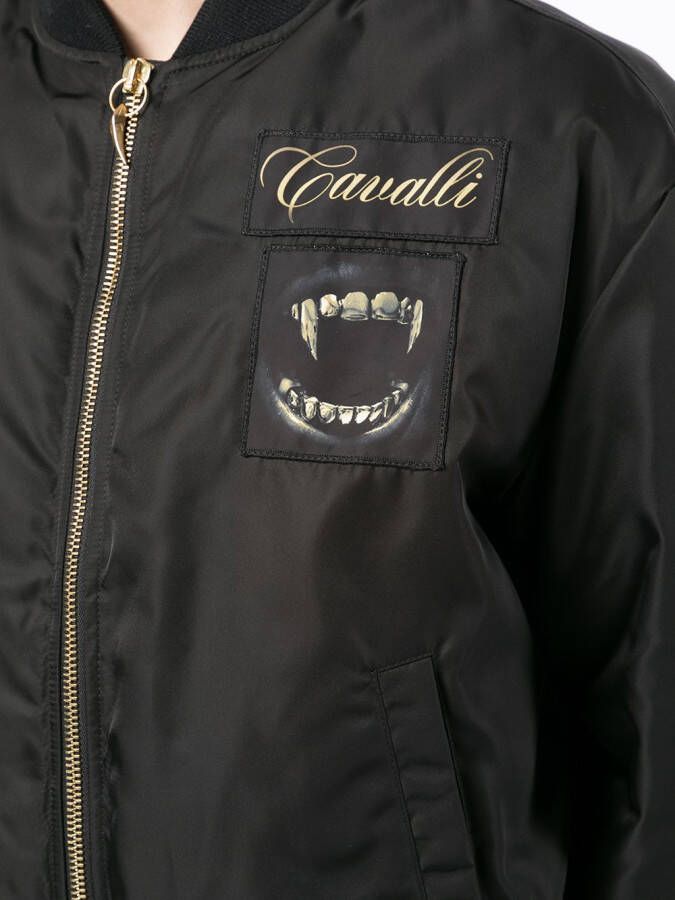 Roberto Cavalli Bomberjack met patchdetail Zwart