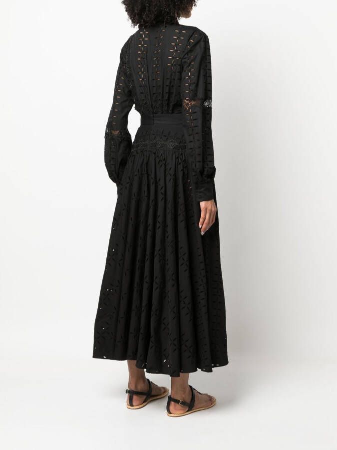Roberto Cavalli Broderie anglaise midi-rok Zwart