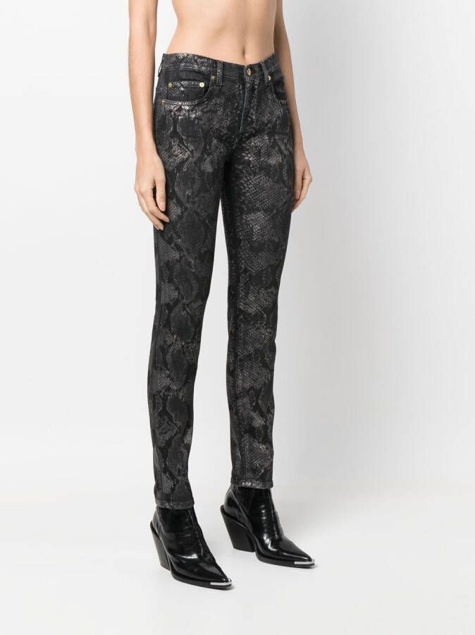 Roberto Cavalli Broek met python print Zwart