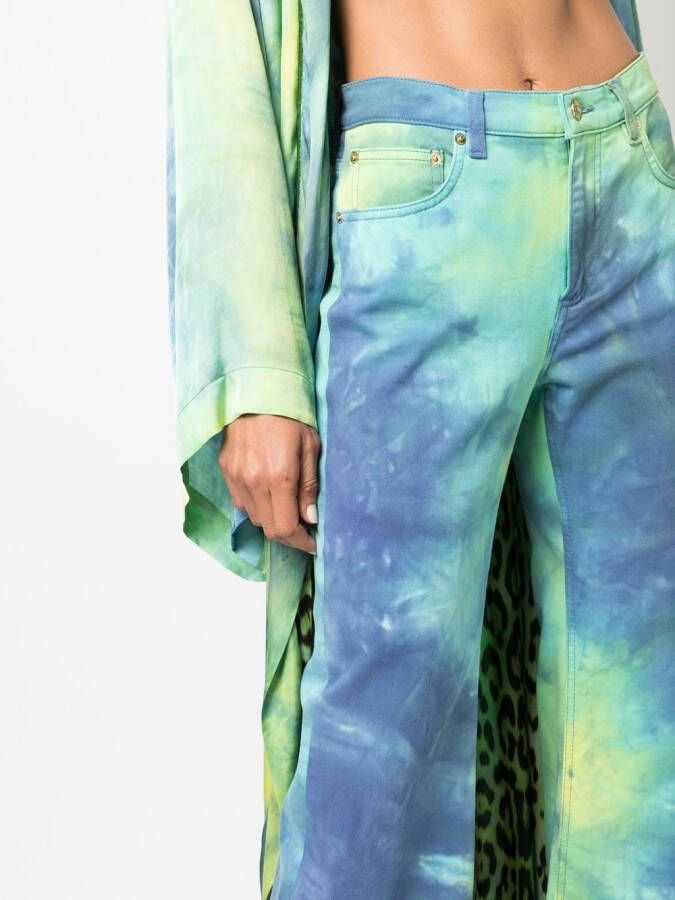 Roberto Cavalli Broek met tie-dye print Blauw