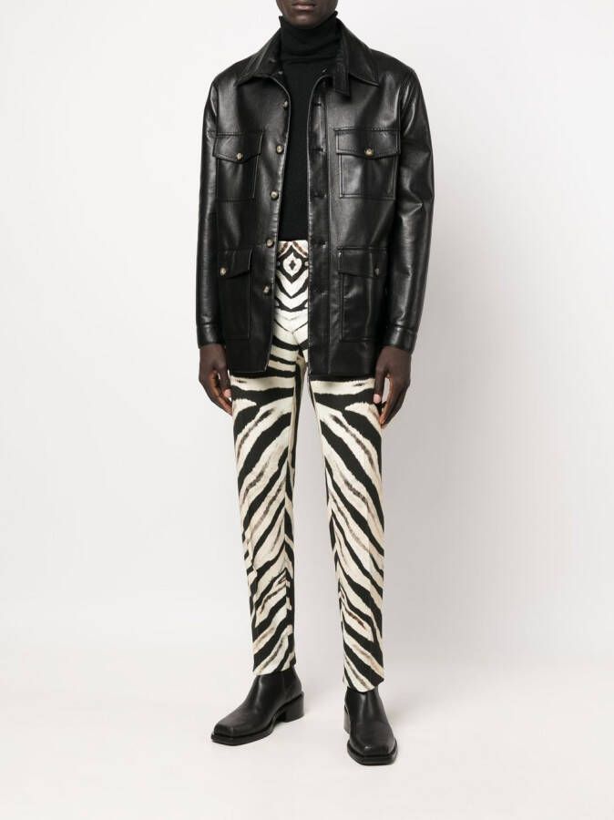 Roberto Cavalli Broek met zebraprint Zwart