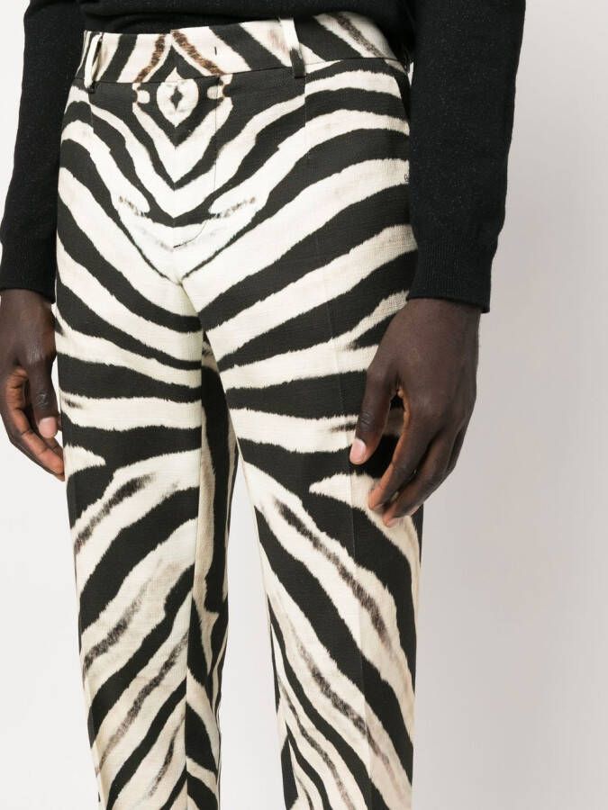 Roberto Cavalli Broek met zebraprint Zwart