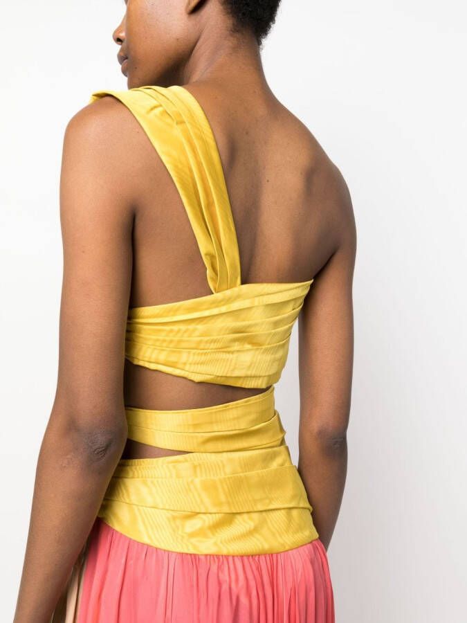 Roberto Cavalli Avondjurk met colourblocking Geel
