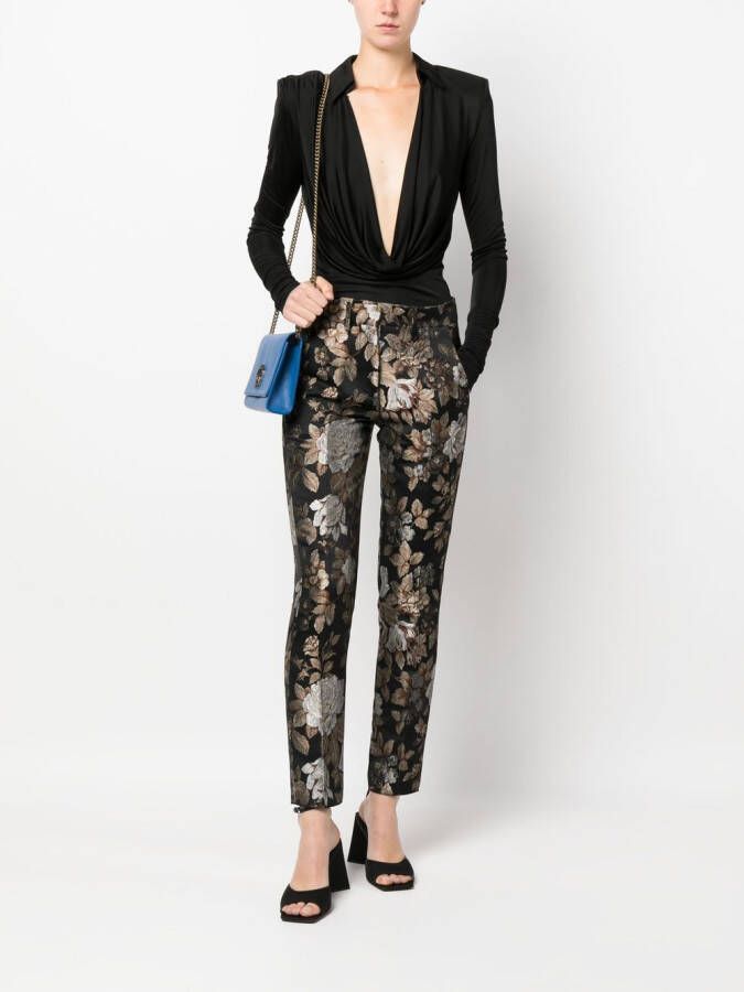 Roberto Cavalli Broek met geborduurde bloemen Bruin