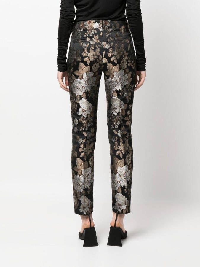 Roberto Cavalli Broek met geborduurde bloemen Bruin