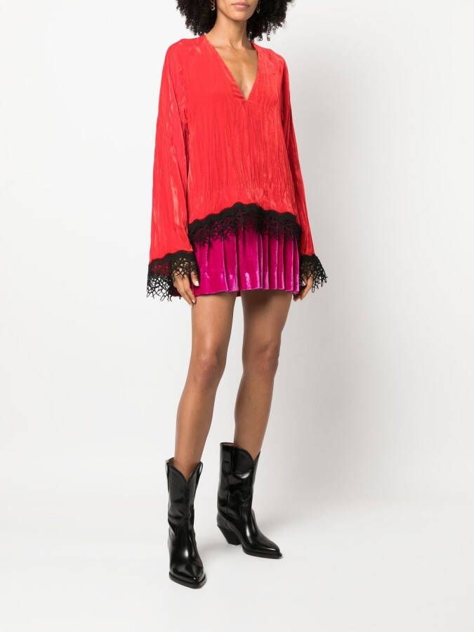 Roberto Cavalli Fluwelen jurk Rood