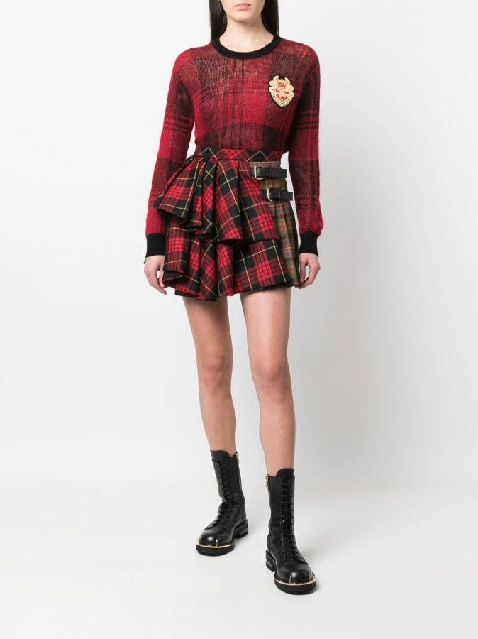 Roberto Cavalli Geruite plooirok Rood