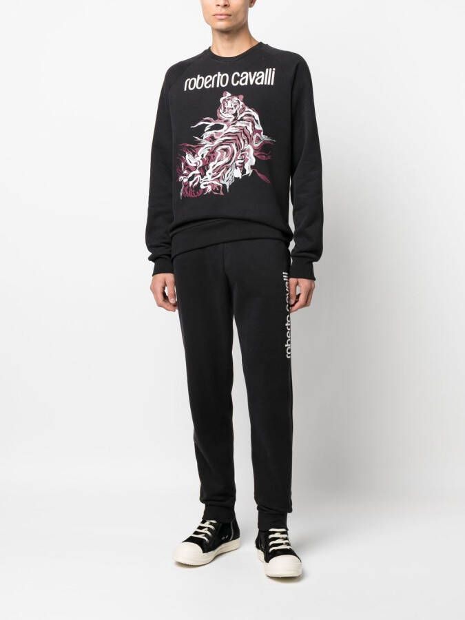Roberto Cavalli Sweater met grafische print Zwart
