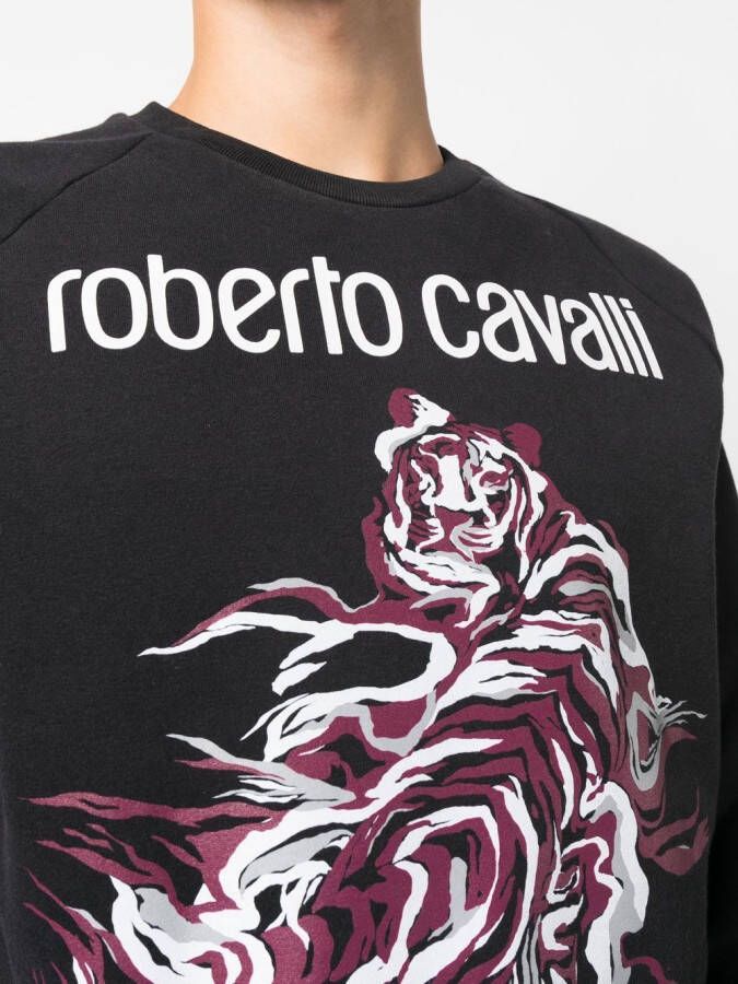 Roberto Cavalli Sweater met grafische print Zwart