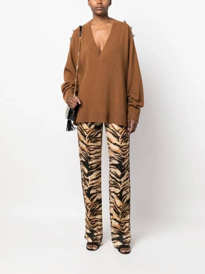 Roberto Cavalli High waist broek Beige