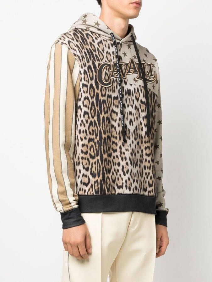 Roberto Cavalli Hoodie met dierenprint Beige