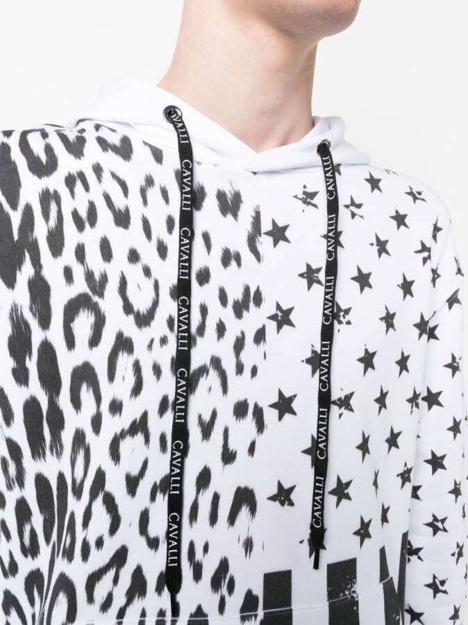 Roberto Cavalli Hoodie met print Wit