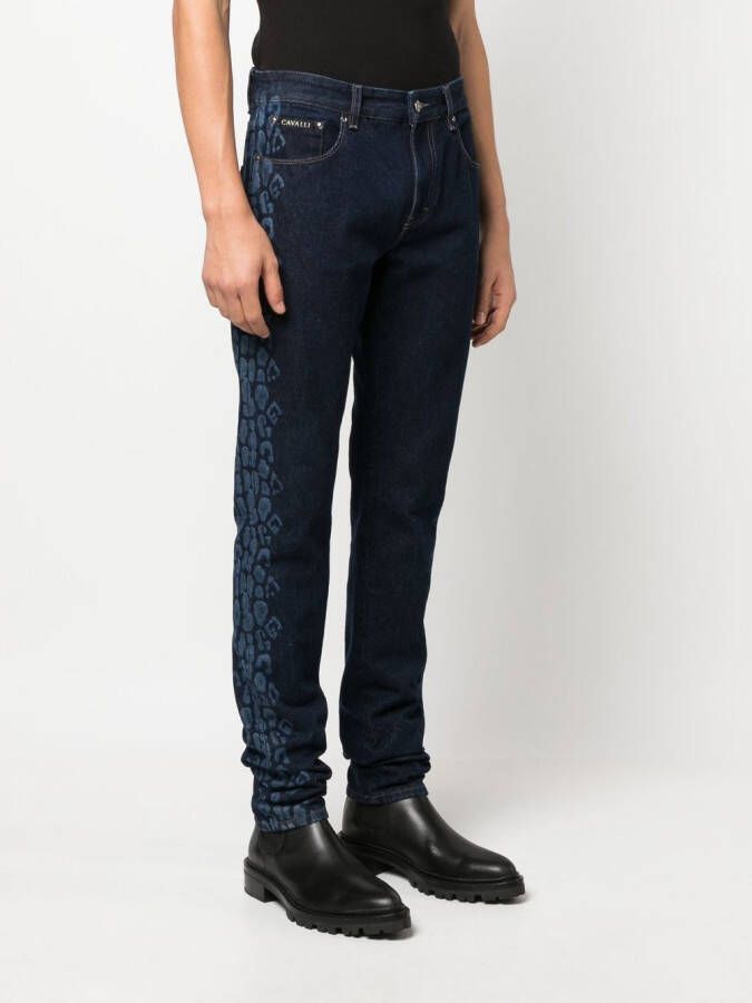 Roberto Cavalli Jeans met luipaardprint Blauw