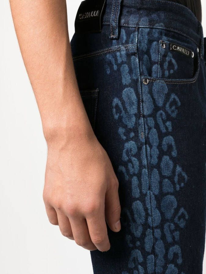 Roberto Cavalli Jeans met luipaardprint Blauw