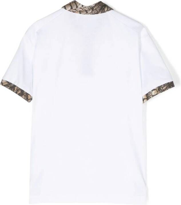 Roberto Cavalli Junior animal-print trim polo shirt Wit
