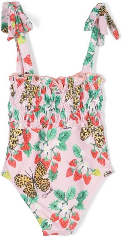 Roberto Cavalli Junior Badpak met aardbeiprint Roze