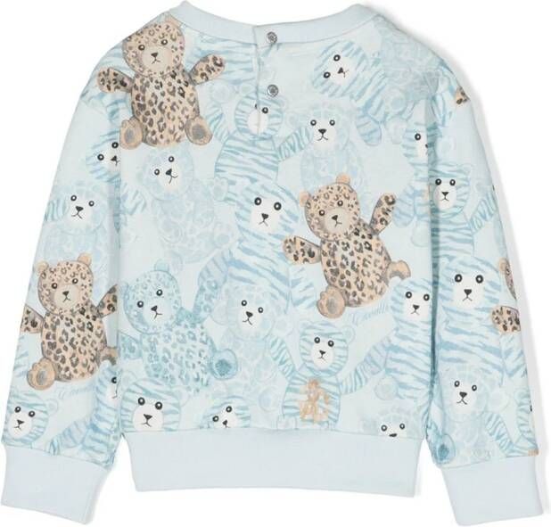 Roberto Cavalli Junior bear-print cotton sweatshirt Blauw