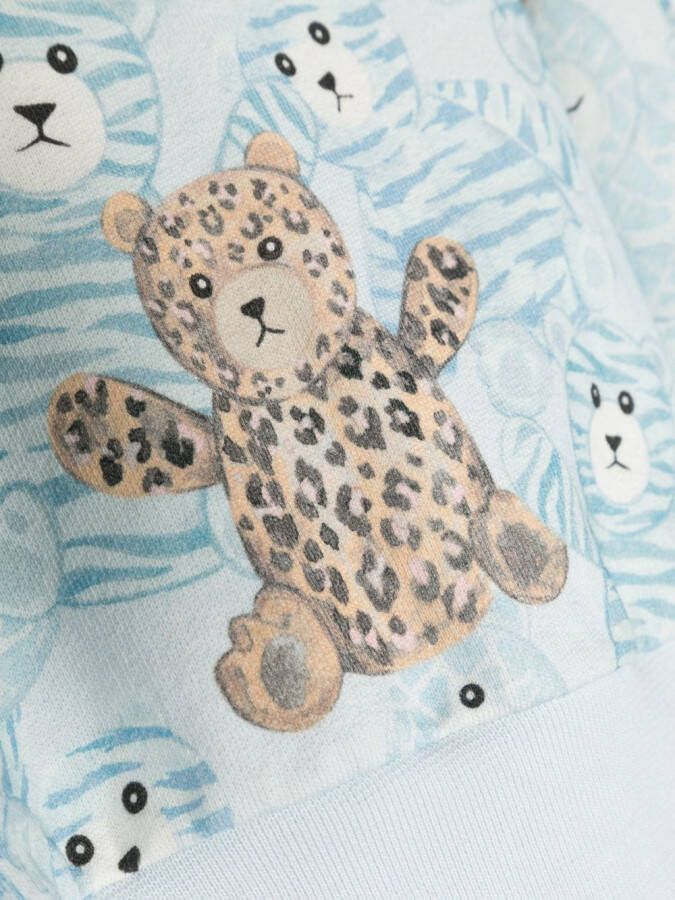 Roberto Cavalli Junior bear-print cotton sweatshirt Blauw
