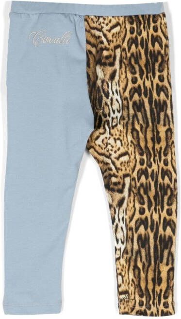 Roberto Cavalli Junior Legging met contrasterend vlak Blauw