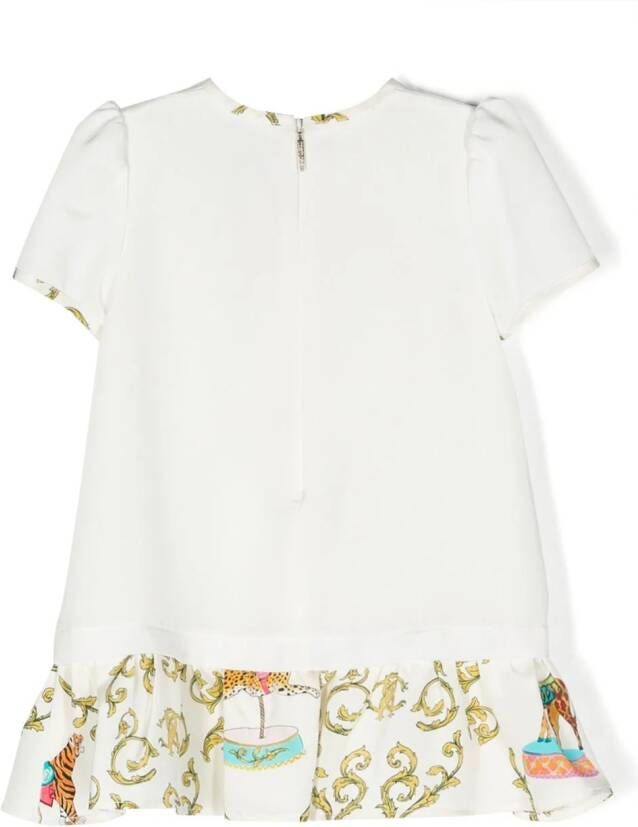 Roberto Cavalli Junior Zijden jurk Wit