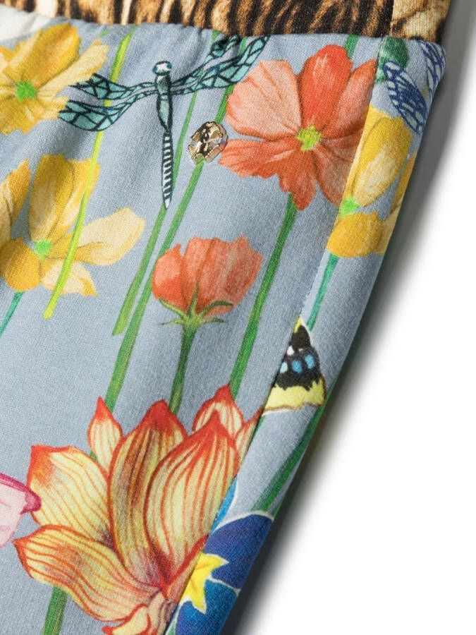 Roberto Cavalli Junior Trainingsbroek met bloemenprint Blauw