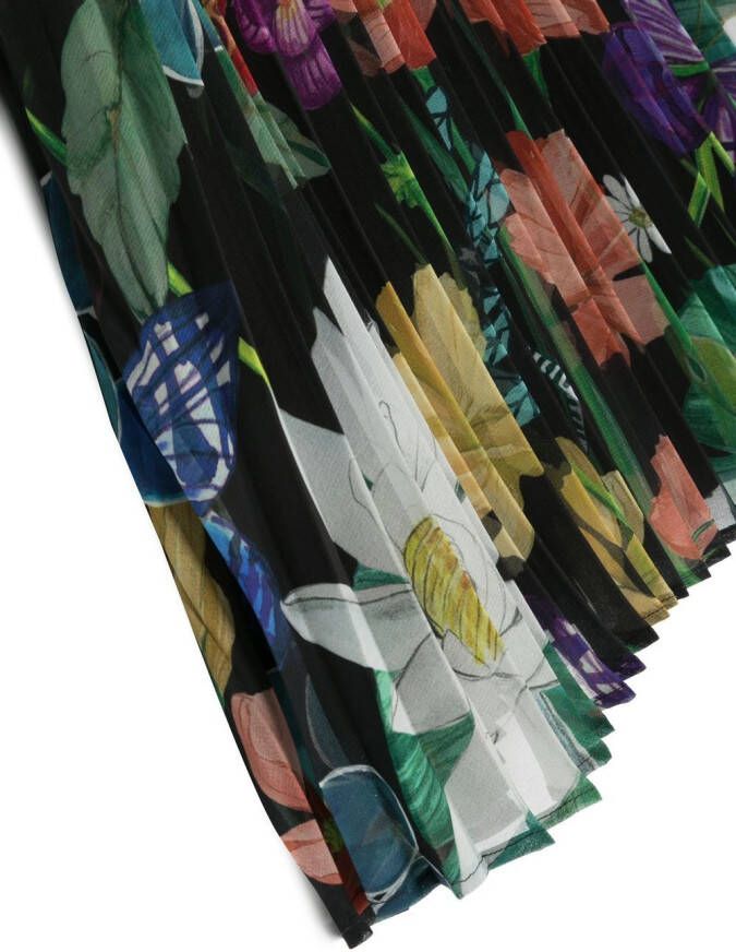 Roberto Cavalli Junior Plooirok met bloemenprint Zwart