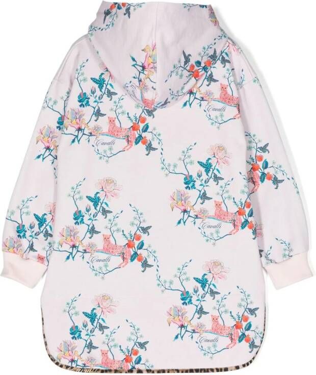 Roberto Cavalli Junior Hoodie met bloemenprint Roze