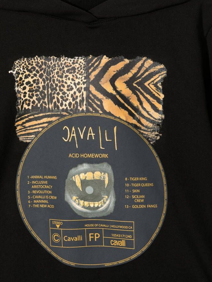 Roberto Cavalli Junior Hoodie met dierenprint Zwart