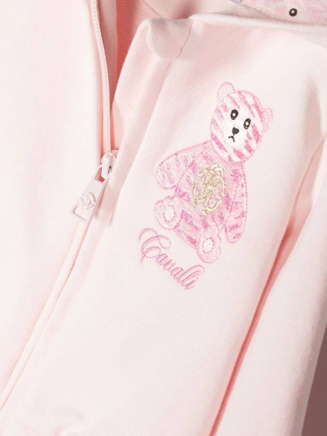 Roberto Cavalli Junior Hoodie met geborduurde beer Roze