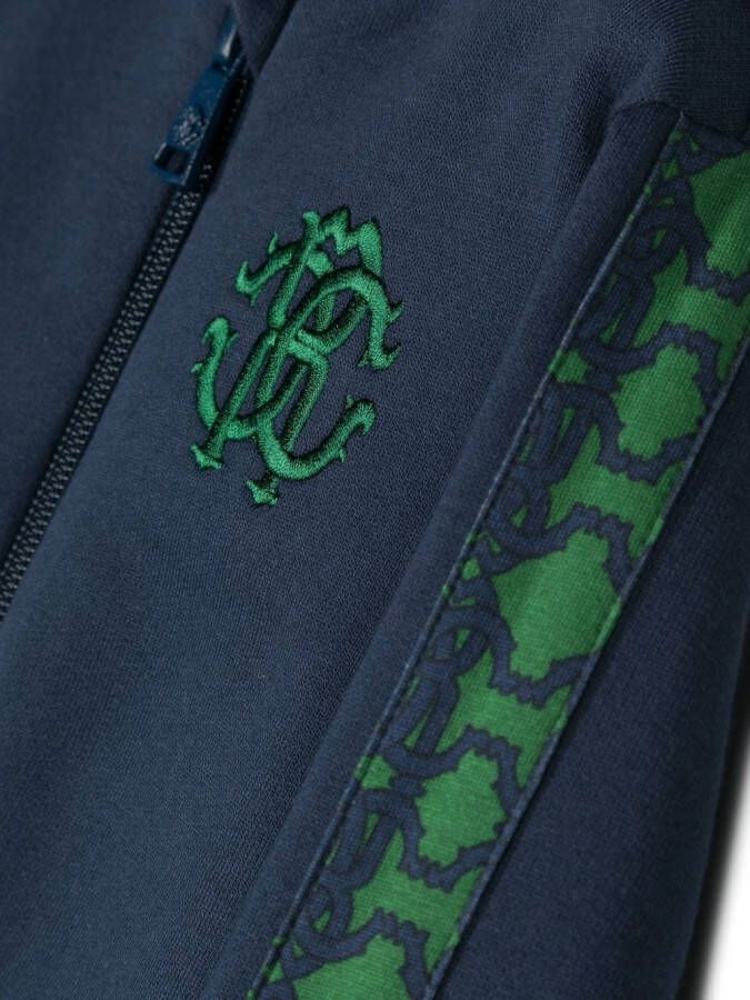 Roberto Cavalli Junior Hoodie met monogramband Blauw
