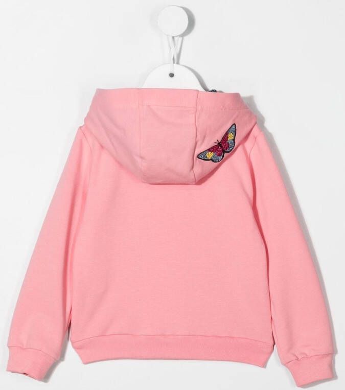 Roberto Cavalli Junior Hoodie met vlinder-applicatie Roze