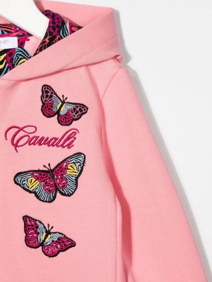 Roberto Cavalli Junior Hoodie met vlinder-applicatie Roze