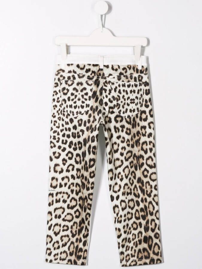 Roberto Cavalli Junior jeans met wit luipaarddessin