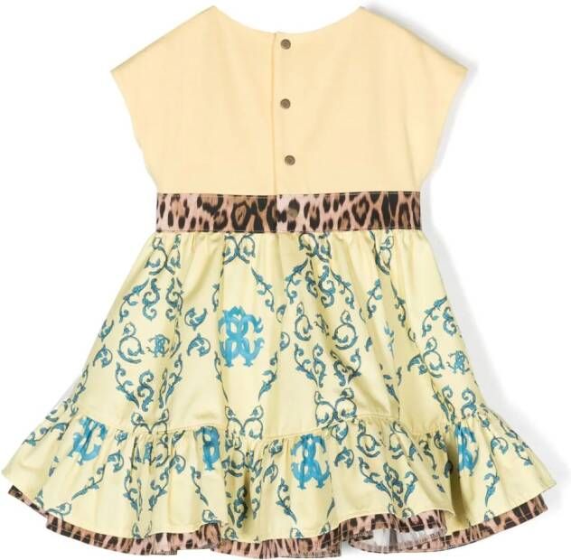 Roberto Cavalli Junior Jurk met barokprint Geel
