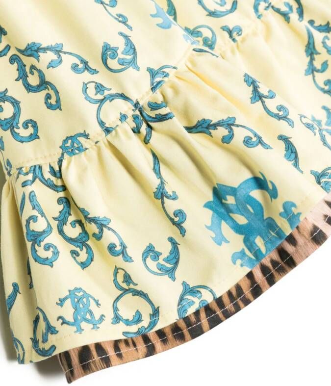 Roberto Cavalli Junior Jurk met barokprint Geel